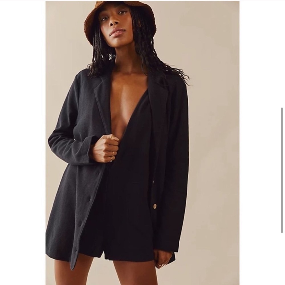 NWOT Free People Beach Lizzie Sweater Romper Onesie
Blazer Knit Black Medium